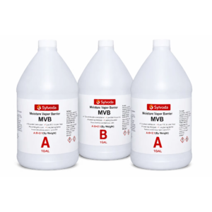 Sylvoda Moisture Vapor Barrier (MVB) two-component epoxy flooring system with Components A and B