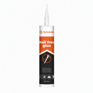 SYLVODA Nail Free Glue 260ml construction adhesive cartridge, orange and black label, on white background