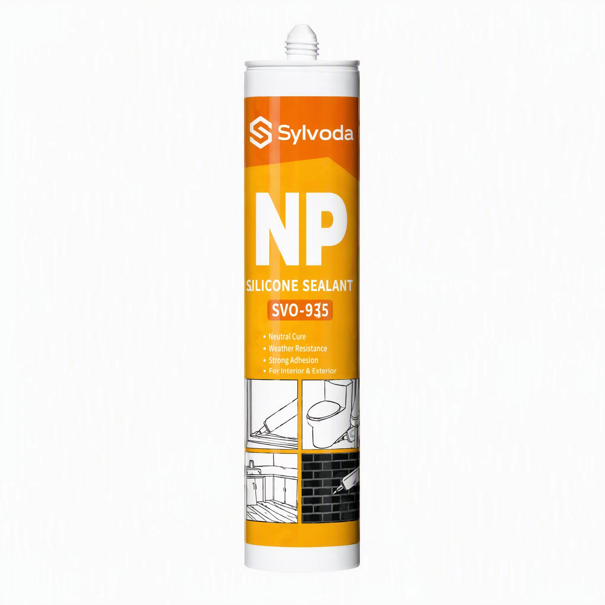 SYLVODA GP-N neutral cure silicone sealant SVO-935 cartridge with orange NP label